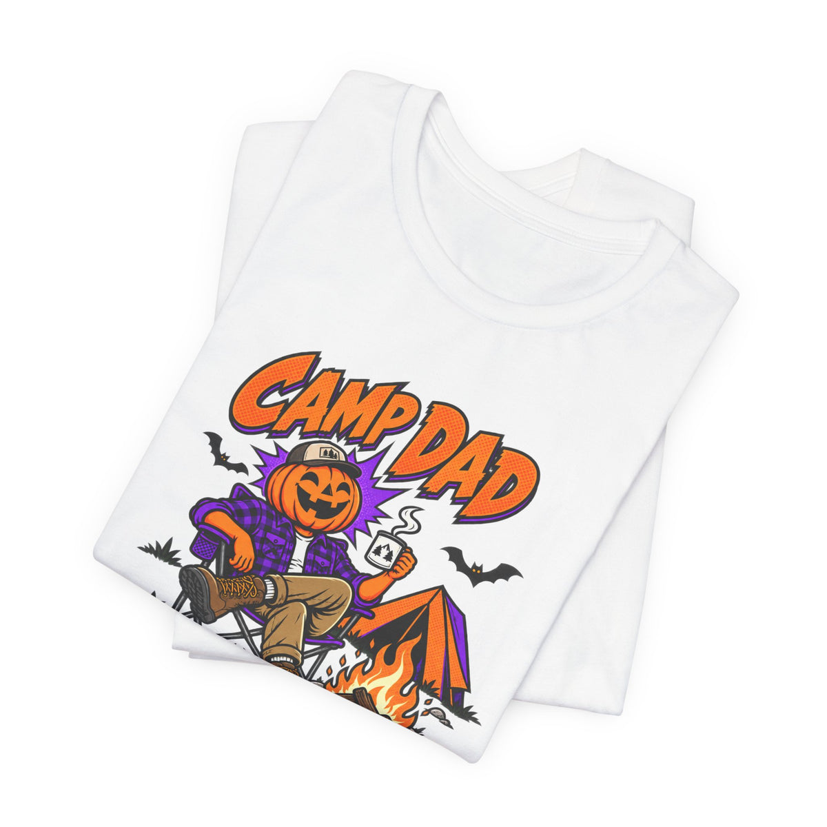 Camp Dad Halloween T-Shirt — "Too Lit to Quit" Camping Pumpkin Tee