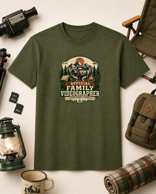 Official Family Videographer T-Shirt - Vintage Camping Tee