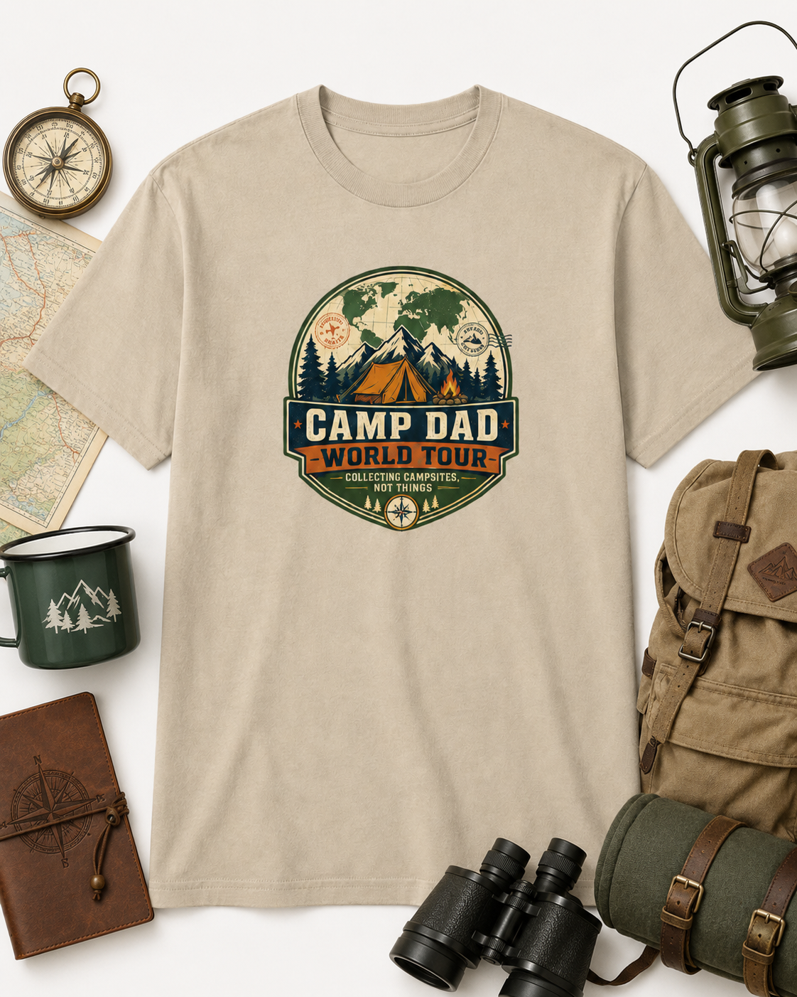 Camp Dad T-Shirt — Vintage Camping World Tour Graphic Tee