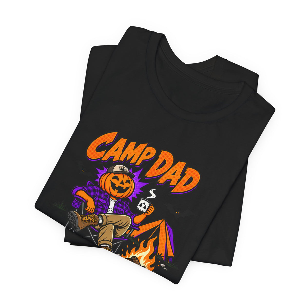 Camp Dad Halloween T-Shirt — "Too Lit to Quit" Camping Pumpkin Tee