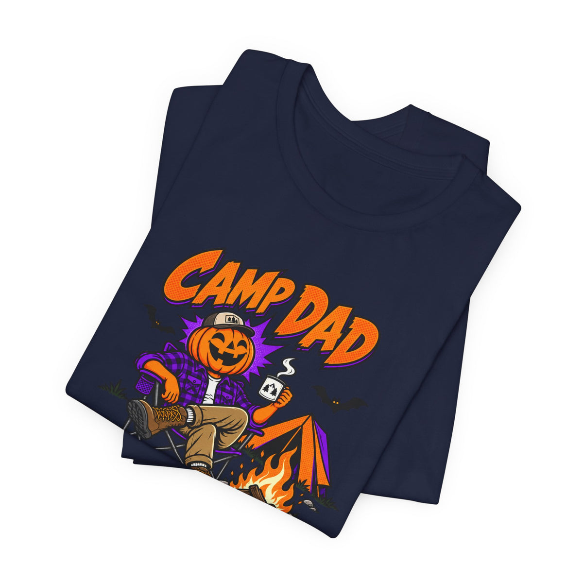 Camp Dad Halloween T-Shirt — "Too Lit to Quit" Camping Pumpkin Tee