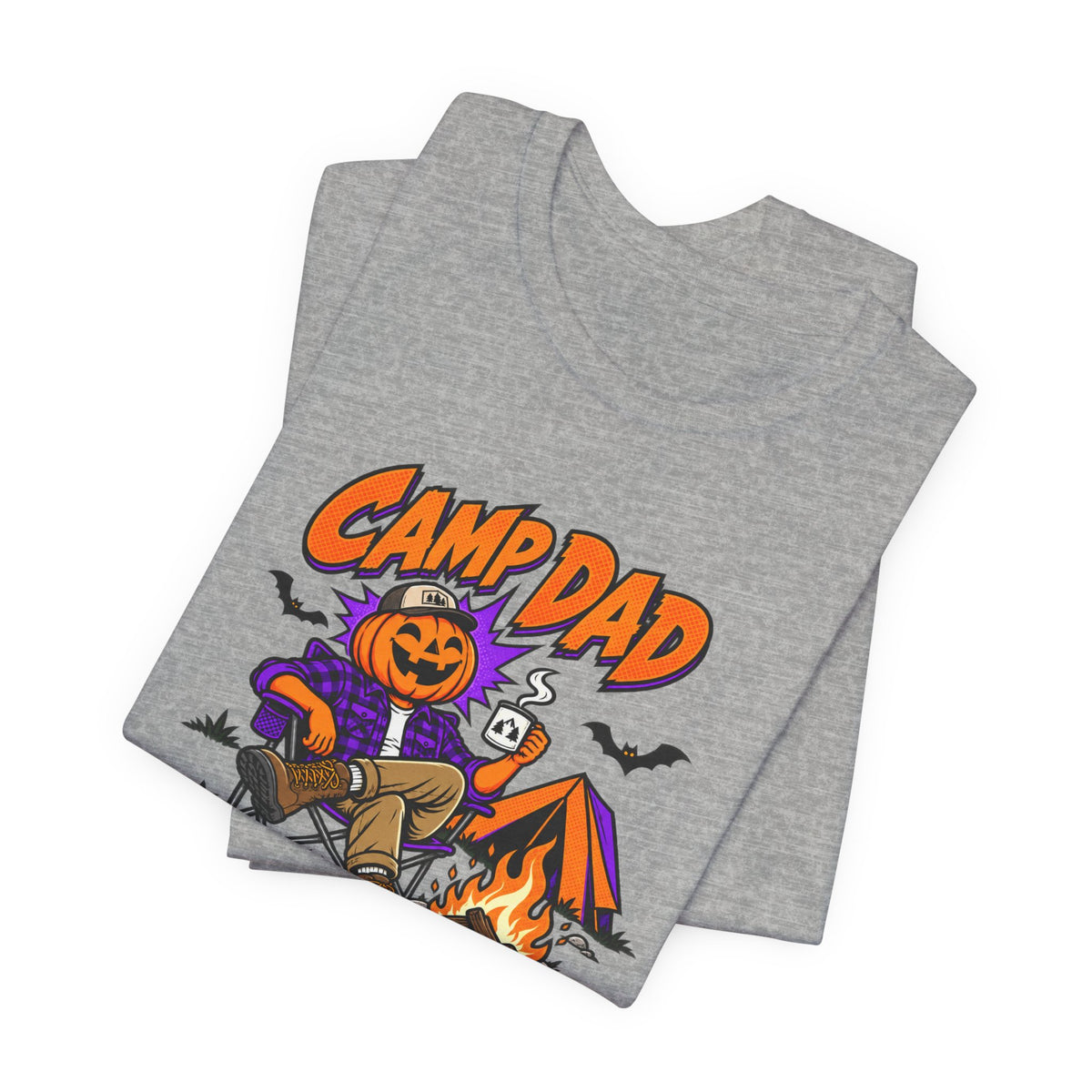 Camp Dad Halloween T-Shirt — "Too Lit to Quit" Camping Pumpkin Tee