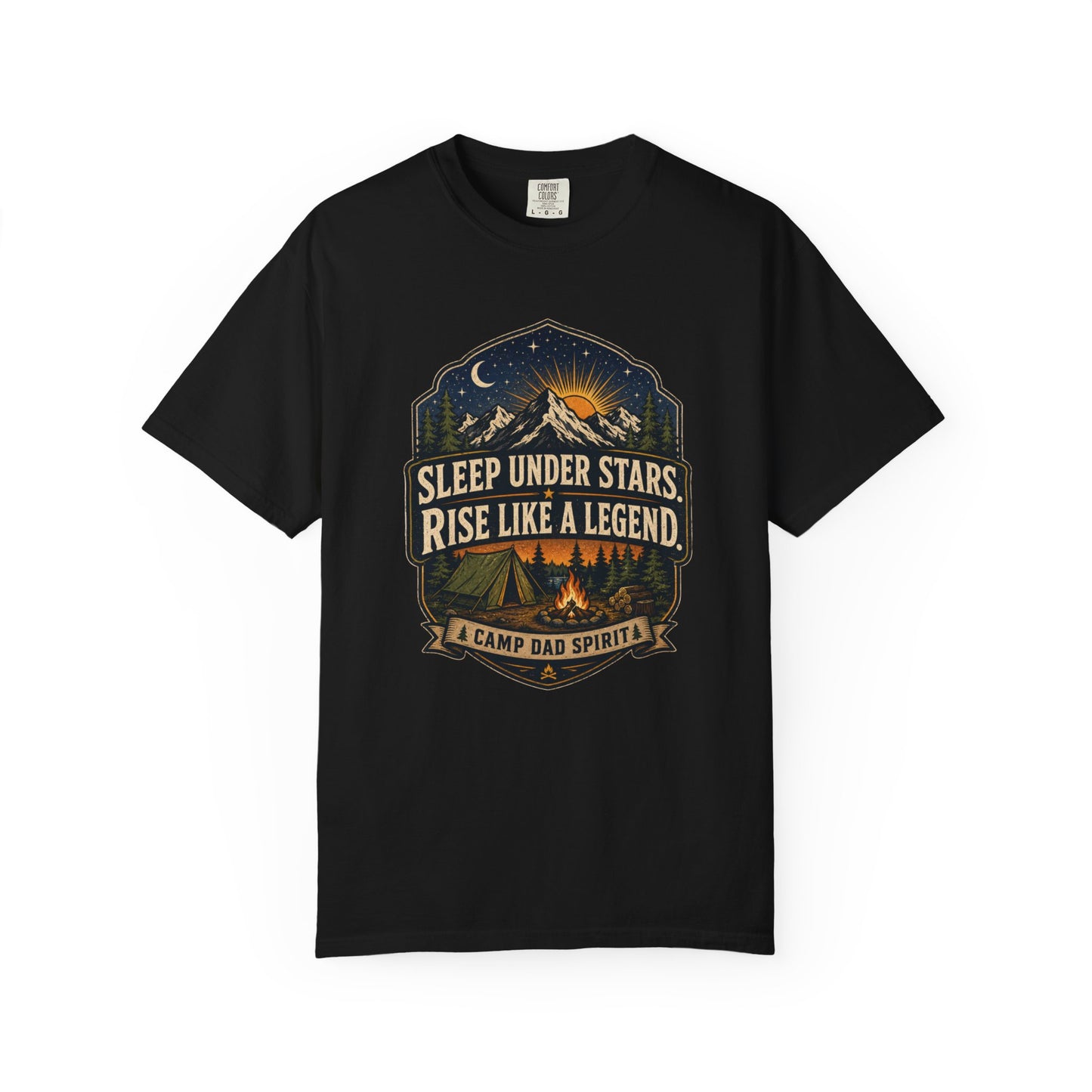 Camp Dad T-Shirt - Sleep Under Stars, Rise Like a Legend
