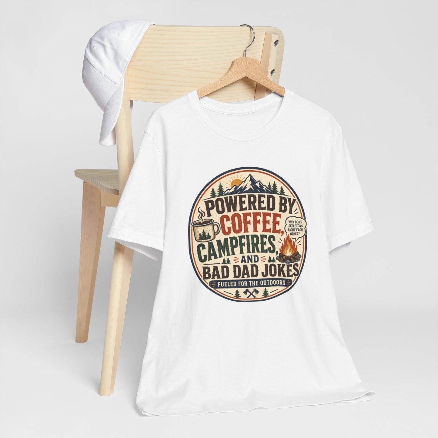 Campfire Dad T-Shirt - Powered by Coffee & Bad Dad Jokes